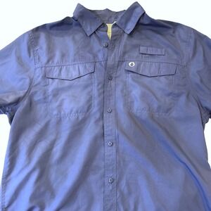 The American Outdoors Company -L-Mens Blue Short Sleeve Button Up‎ Shirt Fishing